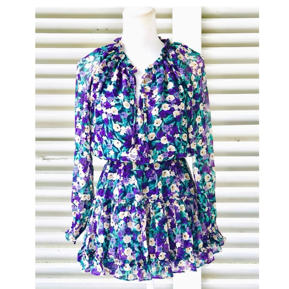 Skylar & Madison Lavender, Purple and Green Floral Ruffled Dress